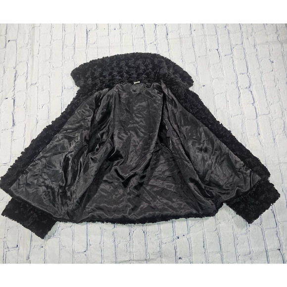 MIXIT Black WOMENS SIZE XL Faux Curly Fur 3/4 Sleeve Jacket - Picture 3 of 11